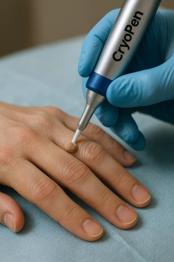 example of cryopen wart removal Chipping Norton treatment on a persons finger