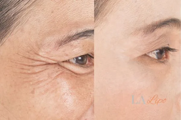 Before and after results of woman - HI-fu wrinkles reduction treatment Chipping Norton