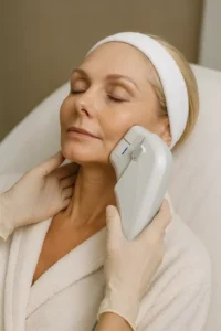 Woman receiving HIFU non surgical facelift treatment Chipping Norton