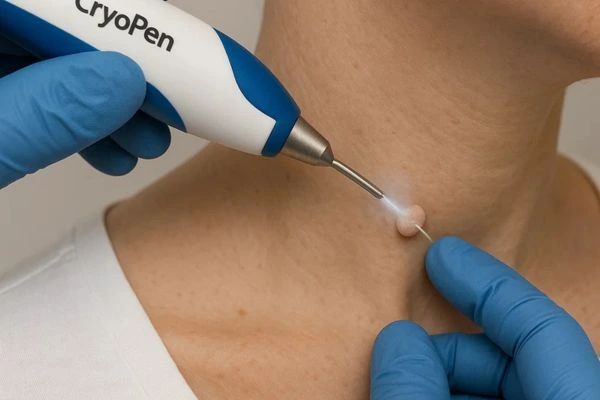 Person receiving Cryotherapy skin tag removal Chipping Norton