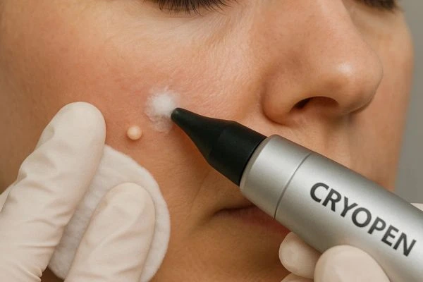 Woman receiving milia removal treatment Chipping Norton