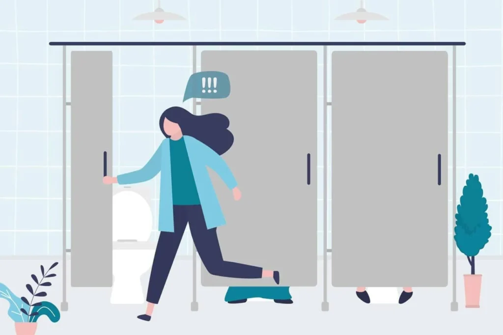graphic of Urine incontinence Chipping Norton woman running to the toilet.